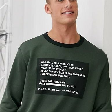 Diesel sweatshirt סווטשרט דיזל לגבר בצבע ירוק זית